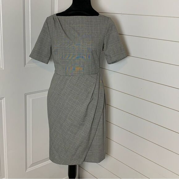 Banana Republic Grey and black plaid shift dress woman’s size 4P office - Picture 9 of 10
